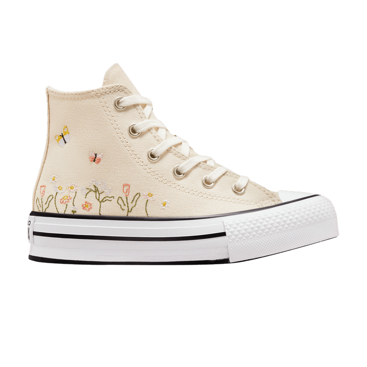 Converse Chuck Taylor All Star Lift Platform High PS 'Floral Embroidery - Natural Ivory' — Natural Ivory/White/Black