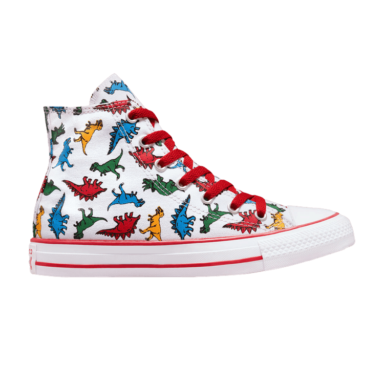 Converse Chuck Taylor All Star High GS 'Dinosaurs' — White/Enamel Red/Totally Blue