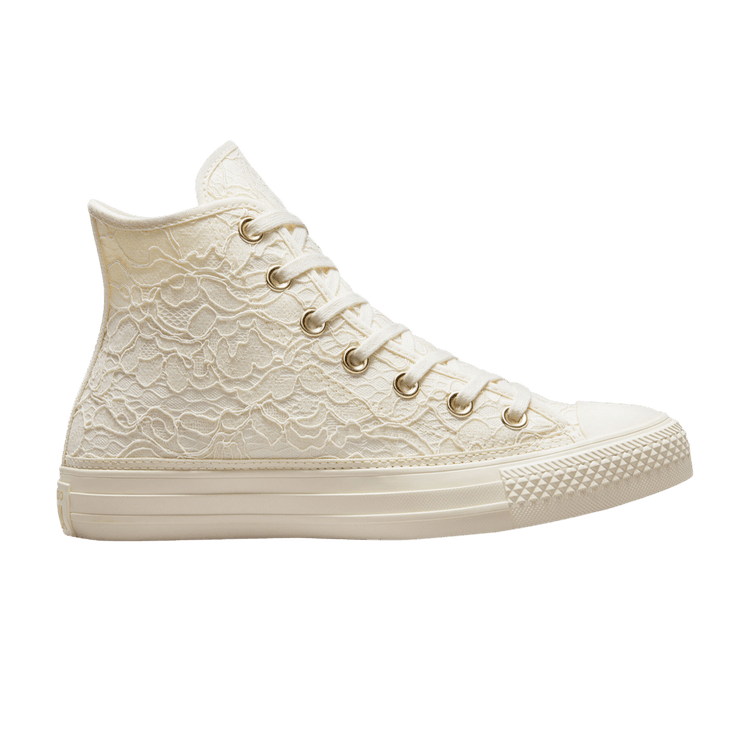 Converse Wmns Chuck Taylor All Star High 'Lace - Egret' — Egret/Egret/Gold