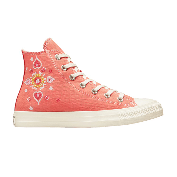 Converse Wmns Chuck Taylor All Star High 'Floral Embroidery' — Bright Madder/Egret/Black