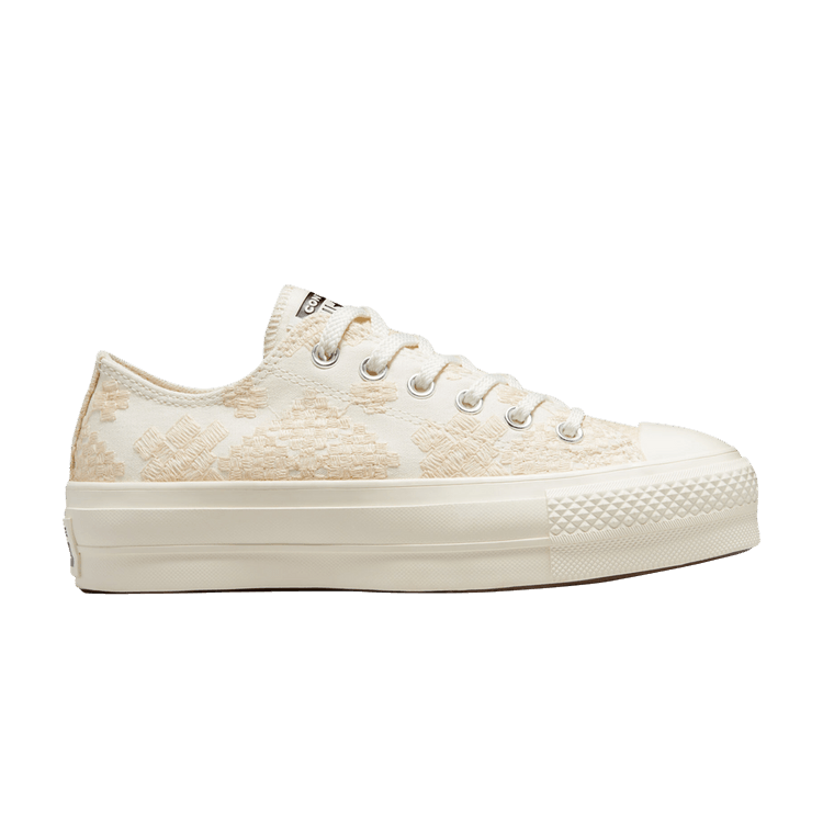 Converse Wmns Chuck Taylor All Star Lift Platform Low 'Tonal Embroidery' — Vintage White/Egret/Egret