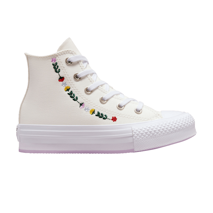 Converse Chuck Taylor All Star EVA Lift Platform High PS 'Floral Embroidery' — Vintage White/White