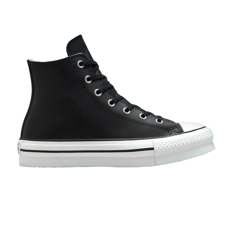 Converse Chuck Taylor All Star Lift Platform Leather High GS 'Black Natural Ivory' — Black/Natural Ivory/White
