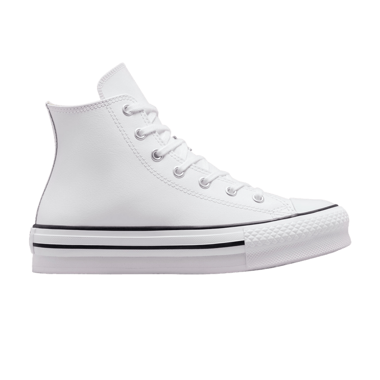 Converse Chuck Taylor All Star Lift Platform Leather High GS 'White Natural Ivory' — White/Natural Ivory/Black