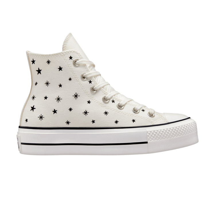 Converse Wmns Chuck Taylor All Star Lift Platform High 'Embroidered Stars - Egret' — Egret/Black/Moonstone Violet