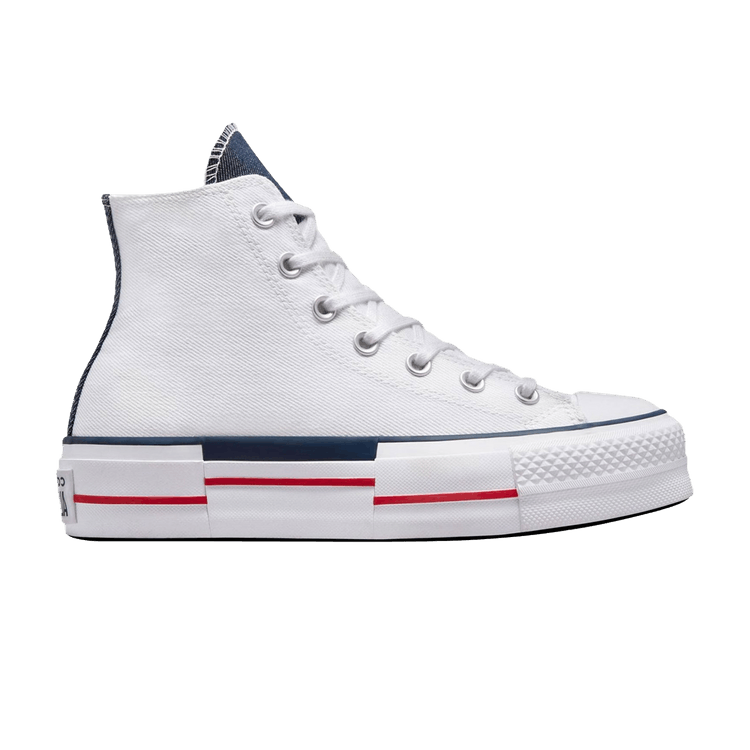 Converse Wmns Chuck Taylor All Star Lift Platform High 'Retro Denim' — White/Red/Obsidian