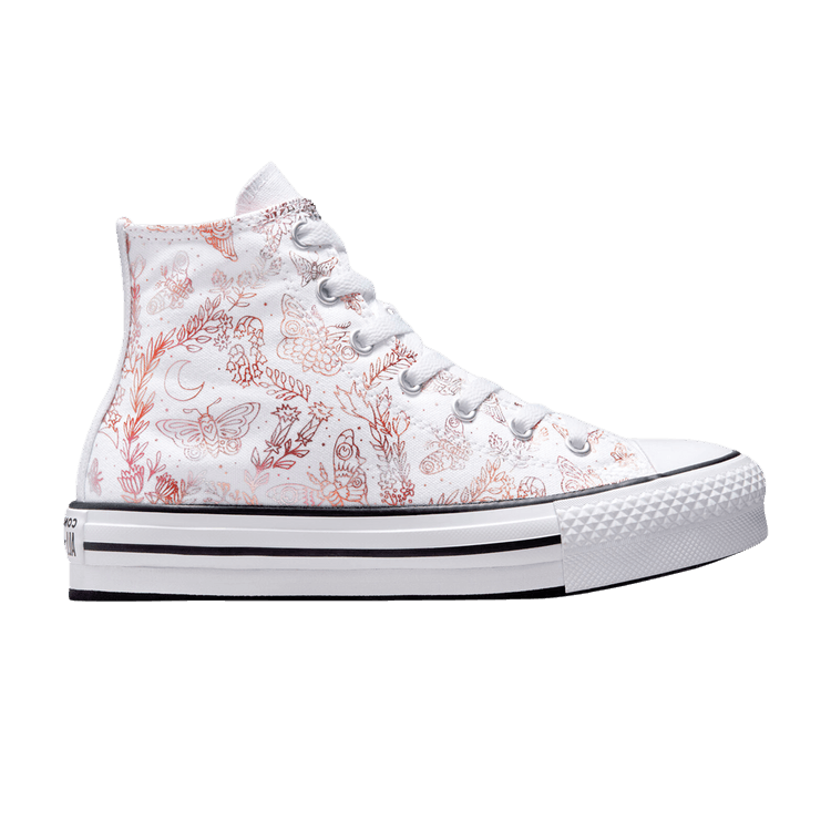 Converse Chuck Taylor All Star EVA Lift Platform High GS 'Butterfly Shine - White' — White/Madder Pink/Black
