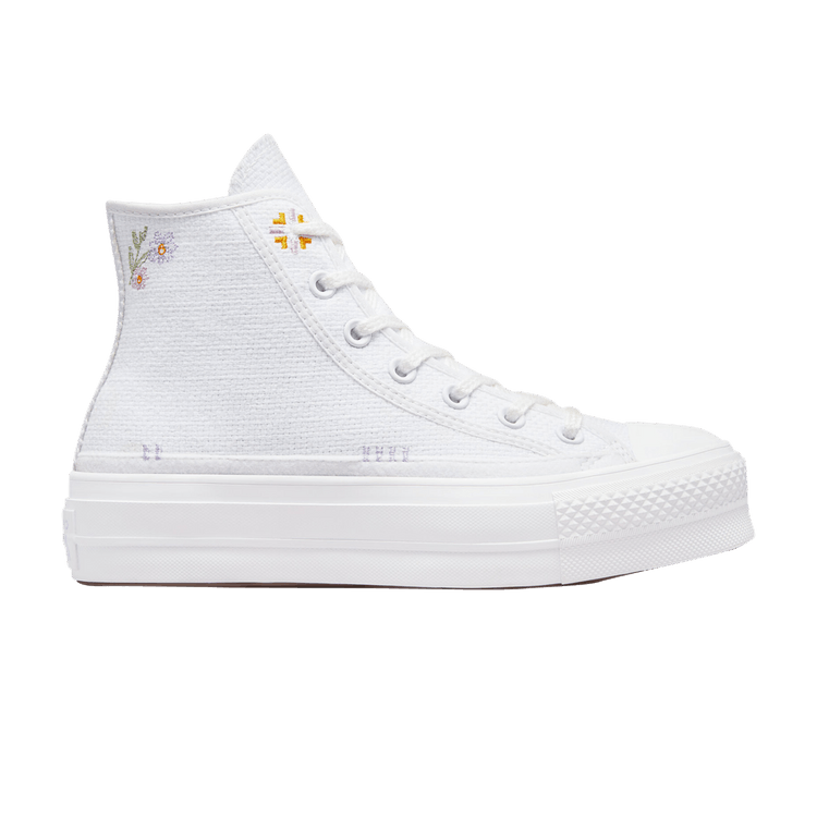 Converse Wmns Chuck Taylor All Star Lift Platform High 'Autumn Embroidery - White' — White/Moonstone Violet/Mouse