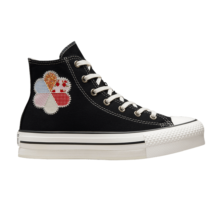 Converse Chuck Taylor All Star EVA Lift Platform High GS 'Crafted Patchwork' — Black/Sunrise Pink