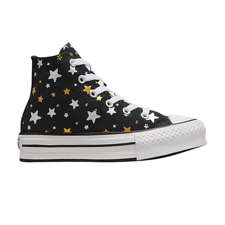 Converse Chuck Taylor All Star Platform Lift High PS 'Sparkle' — Black/Silver/Gold