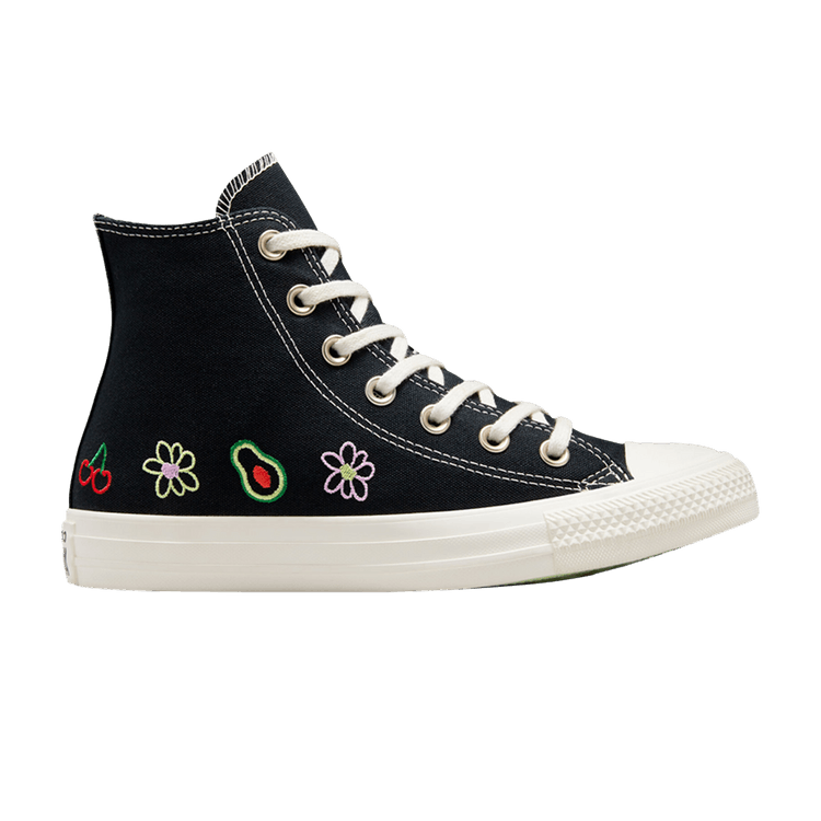 Converse Chuck Taylor All Star High 'Festival Embroidered Fruits &amp; Florals' — Black/Black/Green Beam
