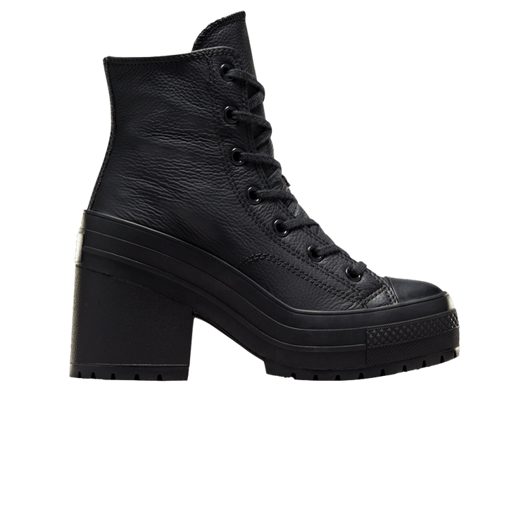 Converse Wmns Chuck 70 De Luxe Heel Leather High 'Black' — Black/Black/White