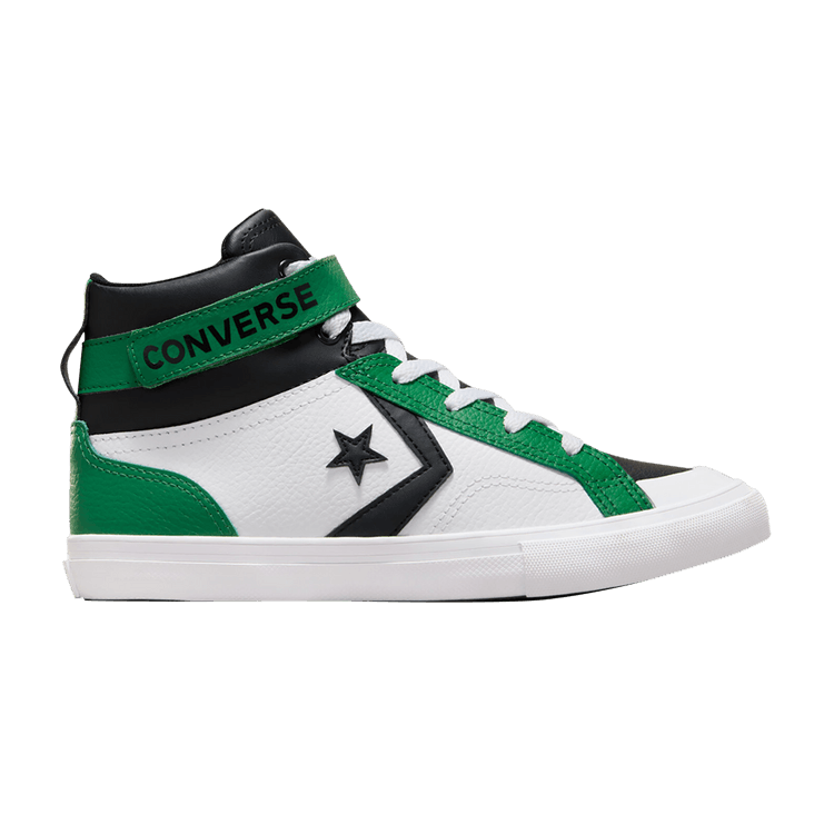 Converse Pro Blaze Strap Leather High GS 'White Green Black' — White/Green/Black