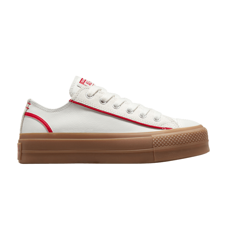 Converse Wmns Chuck Taylor All Star Lift Platform Low 'Egret Red Gum' — Egret/Vintage White/Red