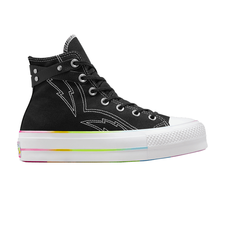 Converse Chuck Taylor All Star Lift Platform High 'Pride 2024' — Black/White/Chaos Fuschia