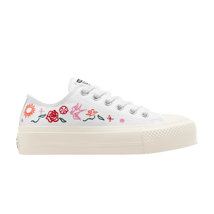 Converse Wmns Chuck Taylor All Star Lift Platform Low 'Summer Embroidery' — White/Egret/Oops Pink