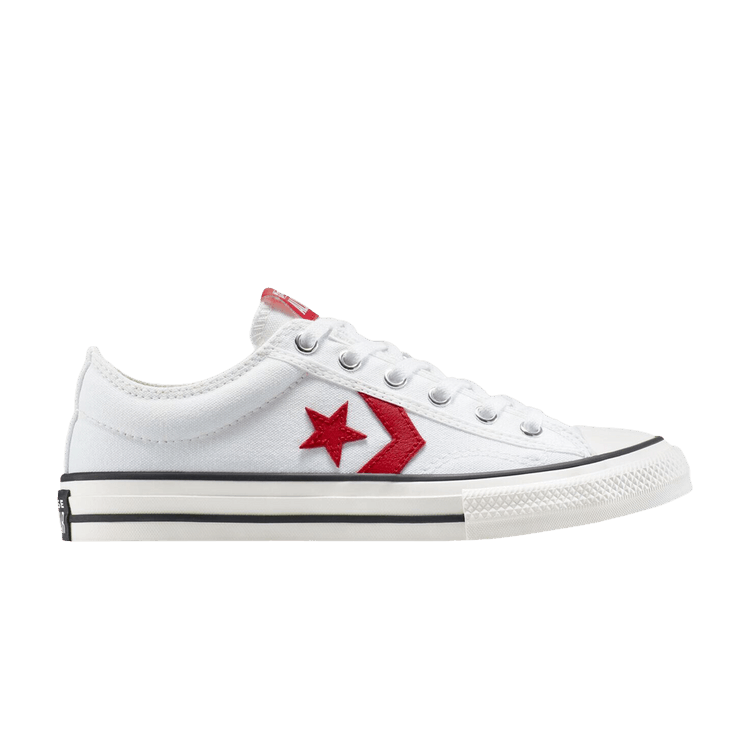 Converse Star Player 76 Low GS 'Foundational Canvas - White Red' — White/Red/White