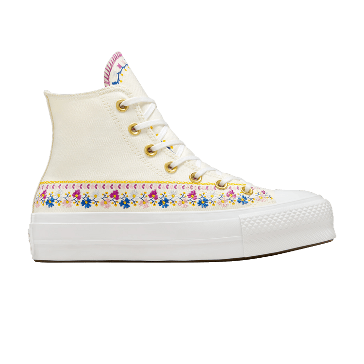 Converse Wmns Chuck Taylor All Star Lift High 'Free Spirit Florals' — Egret/Yellow/Blue