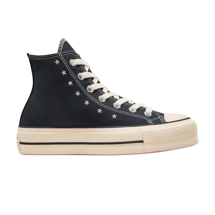 Converse Wmns Chuck Taylor All Star Lift Platform High 'Embroidered Stars - Black Lotus Pink' — Black/Lotus Pink/Egret