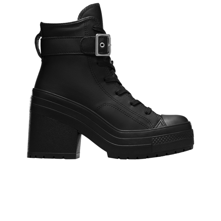 Converse Chuck 70 De Luxe Heel Leather High 'Buckle - Triple Black' — Black/Black/Black