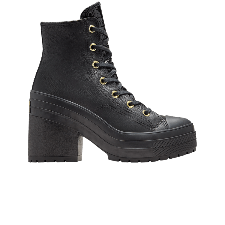 Converse Wmns Chuck 70 De Luxe Heel Platform High 'Black Light Gold' — Black/Black/Light Gold