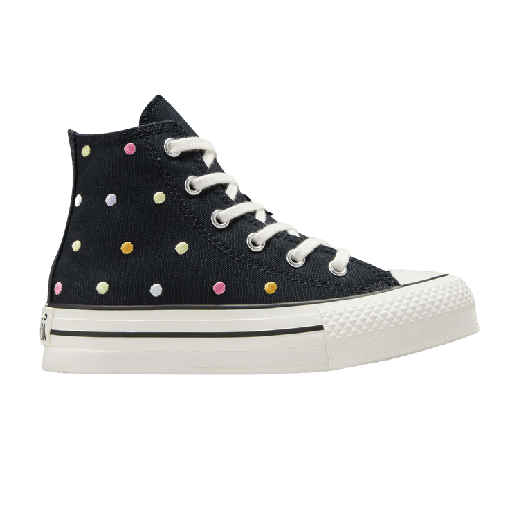 Converse Chuck Taylor All Star Lift Platform High PS 'Embroidered Polka Dots' — Black/Vintage White/Egret