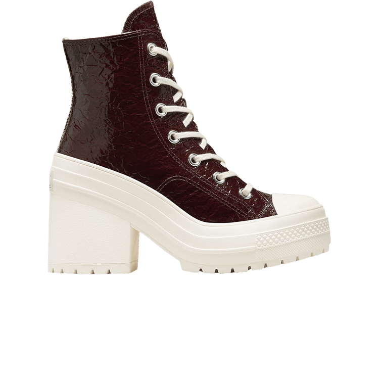 Converse Wmns Chuck 70 De Luxe Heel High 'Crinkle Leather - Bloodstone' — Bloodstone/Egret/Black