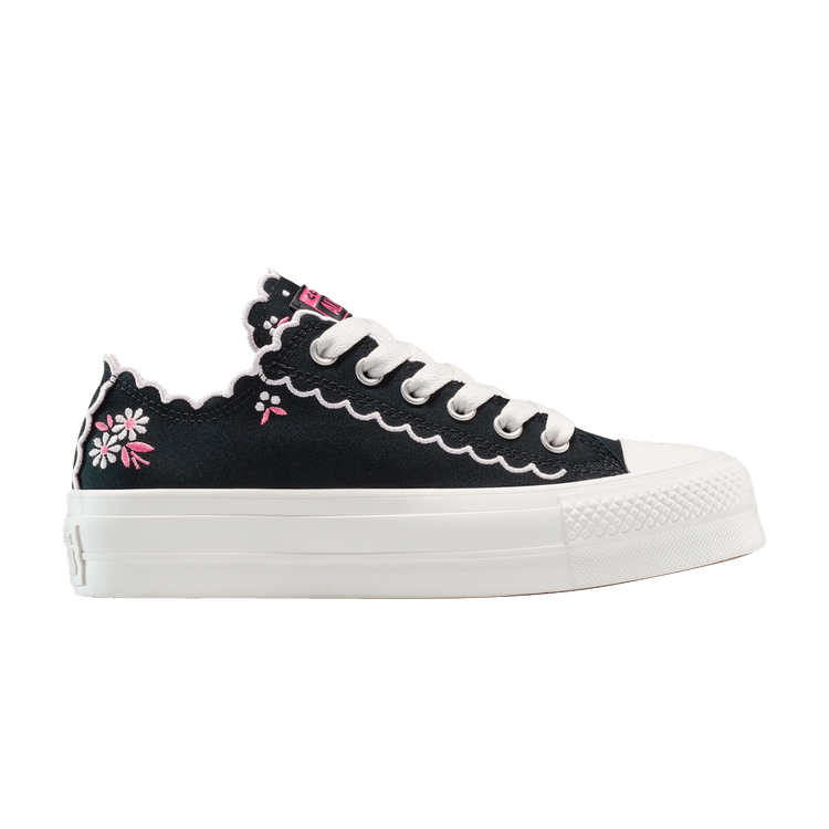 Converse Wmns Chuck Taylor All Star Lift Platform Low 'Embroidered Flowers - Black' — Black/Vintage White