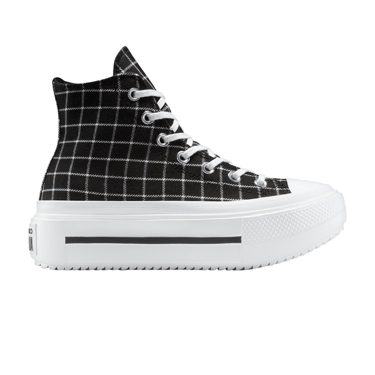 Converse Wmns Chuck Taylor All Star Lift Double Stack Platform High 'Plaid' — Black/White/Black