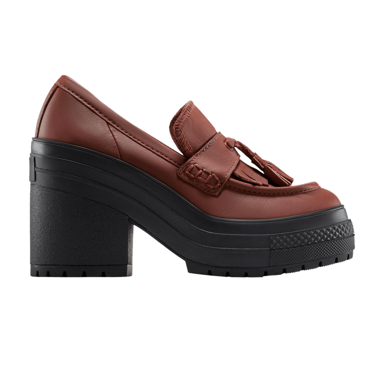 Converse Wmns Chuck 70 De Luxe Heel Loafer Platform Low 'Dark Roast' — Dark Roast/Dark Roast/Black