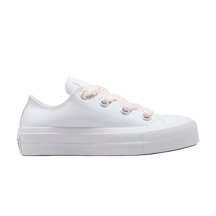 Converse Wmns Chuck Taylor All Star Lift Platform Low 'Crochet Laces - White Blush Hush' — White/White/Blush Hush