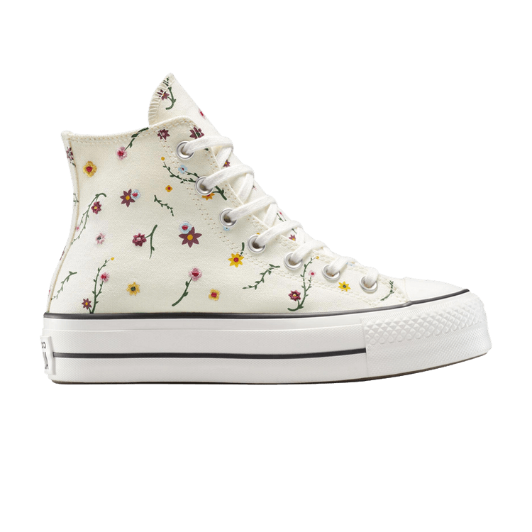 Converse Wmns Chuck Taylor All Star Lift Platform High 'Embroidered Blooms' — Egret/Vintage White/Black