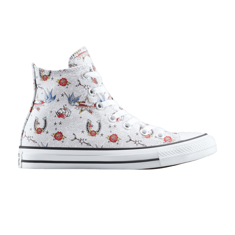 Converse Chuck Taylor All Star High 'Tattoos' — White/Black/Fire Drill