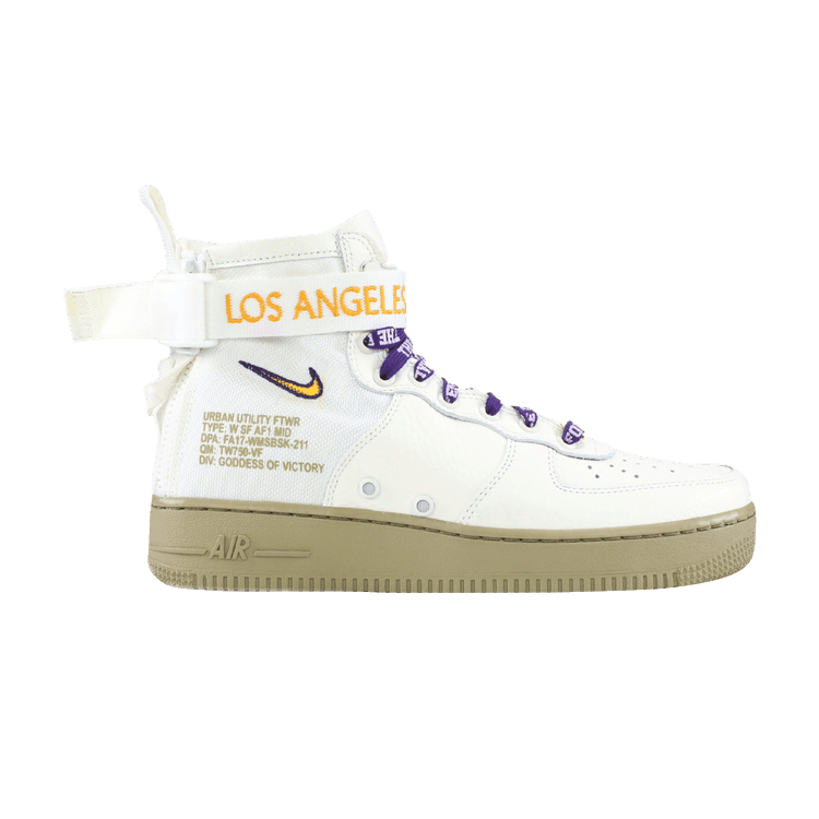 Nike Wmns SF Air Force 1 Mid 'Los Angeles' — White/Purple-Gold