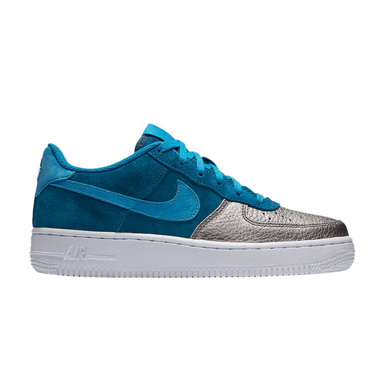 Nike Air Force 1 QS GS 'Green Abyss Metallic Pewter' — Green Abyss/Metallic Pewter/White/Light Blue Lacquer
