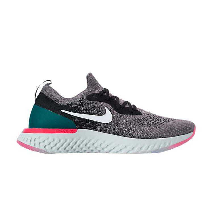 Nike Wmns Epic React Flyknit 'Gunsmoke' — Gunsmoke/Black-Geode Teal-White