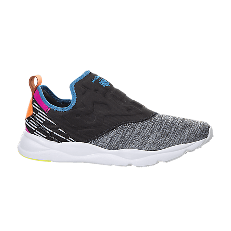 Reebok Wmns FuryLite Slip-On Lux 'Coal' — Coal/Blue/Pink/Peach/Yellow