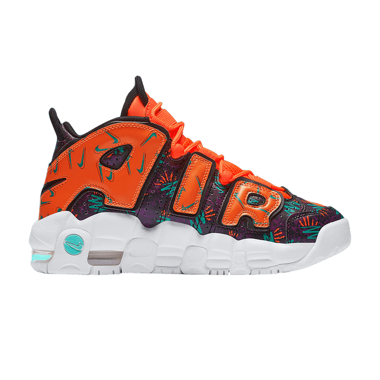 Nike Air More Uptempo GS 'What The 90s' — Total Orange/Black-Hyper Jade-Bordeaux
