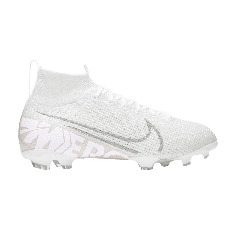 Nike Mercurial Superfly 7 Elite FG GS 'White Metallic Platinum' — White/Metallic Platinum/White