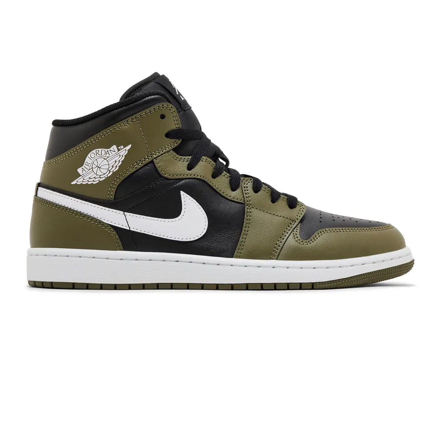 Air Jordan 1 Mid 'Black White Olive' (2024)