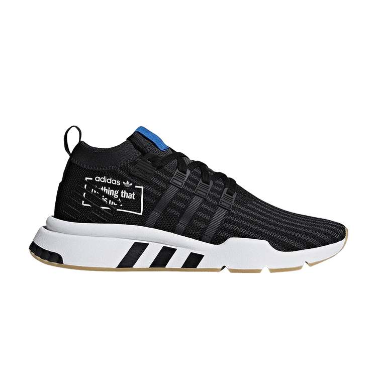 Adidas EQT Support Mid ADV Primeknit 'Alphatype' — Core Black/Core Black/Bluebird