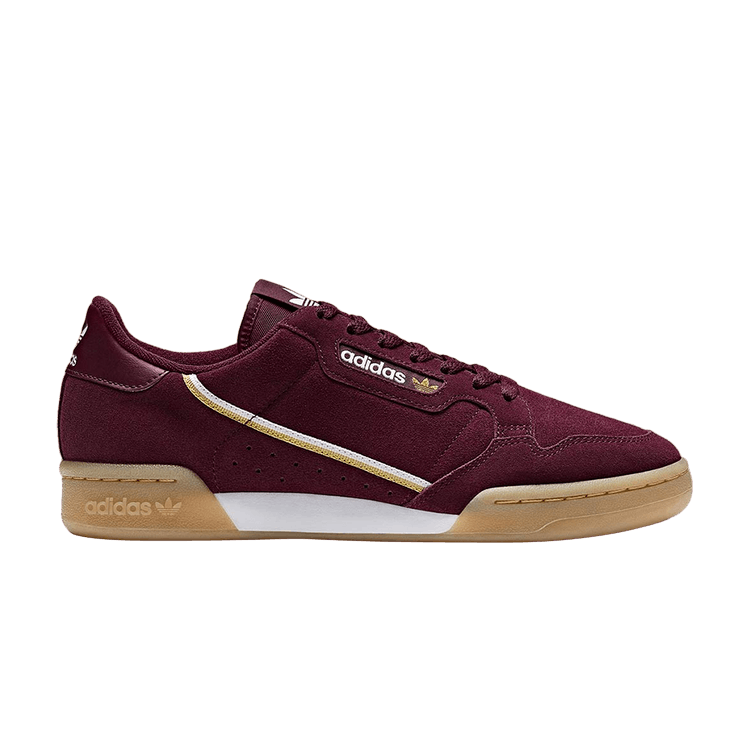 Adidas Continental 80 Suede 'Maroon' — Maroon/Cloud White/Gold Metallic