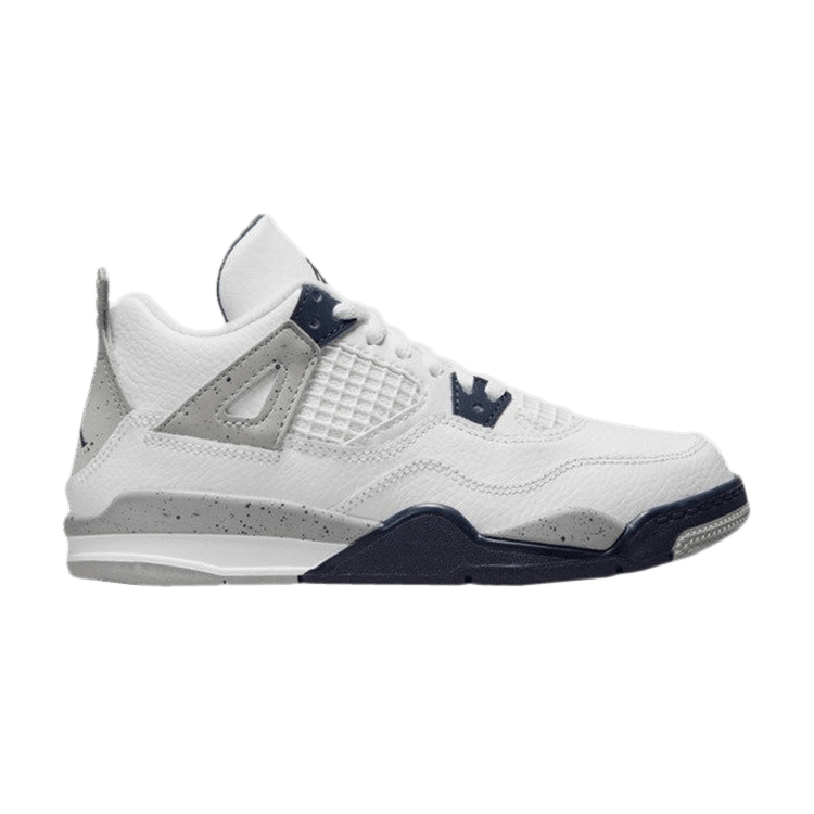 Air Jordan 4 Retro PS 'Midnight Navy' — White/Midnight Navy/Light Smoke Grey/Fire Red