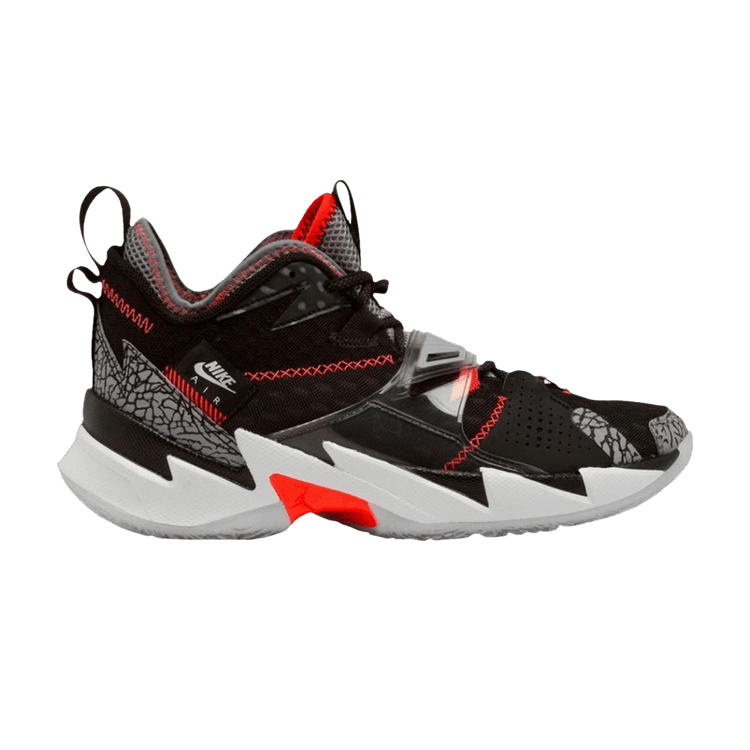 Air Jordan Why Not Zer0.3 GS 'Black Cement' — Black/Bright Crimson/Cement Grey/White