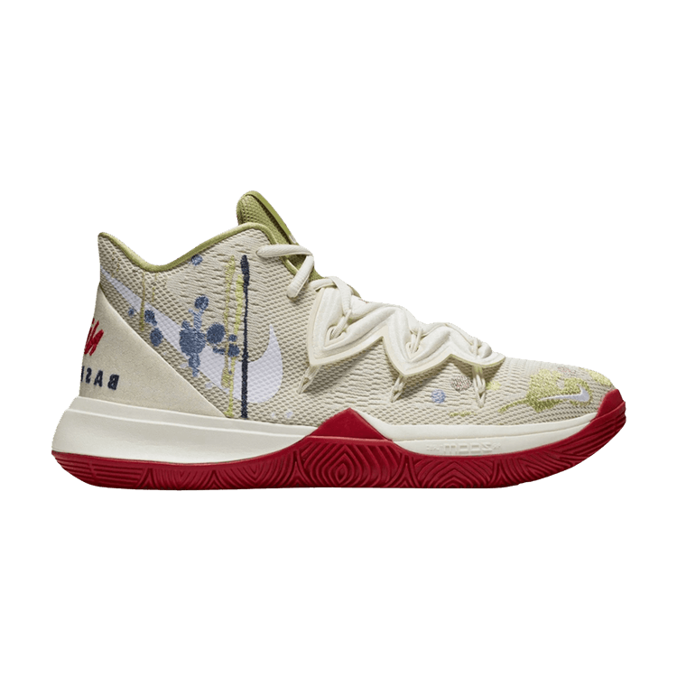 Bandulu x Nike Kyrie 5 EP 'Embroidered Splatters' — light bone/green-red