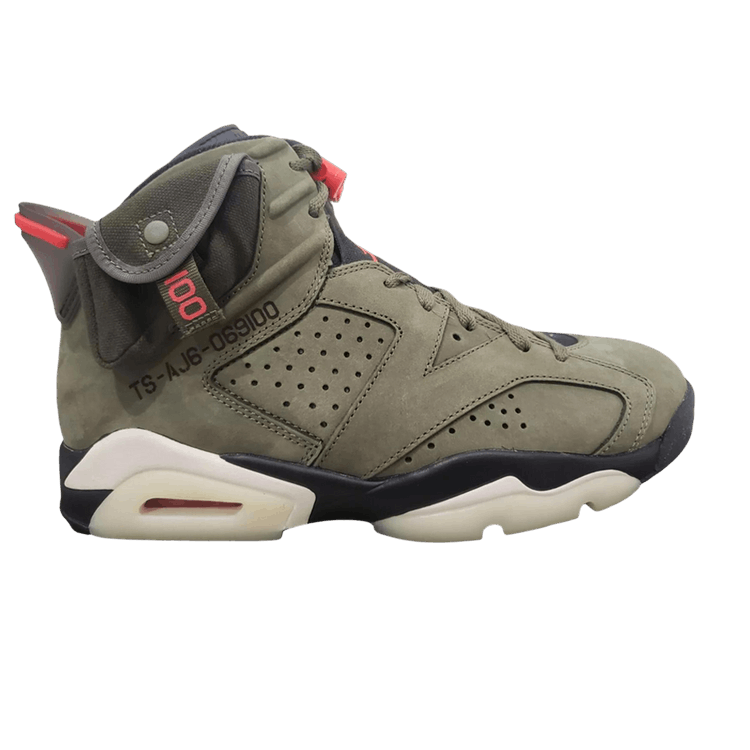 Travis Scott x Air Jordan 6 Retro 'Olive' Friends &amp; Family — Medium Olive/Black/Sail/University Red