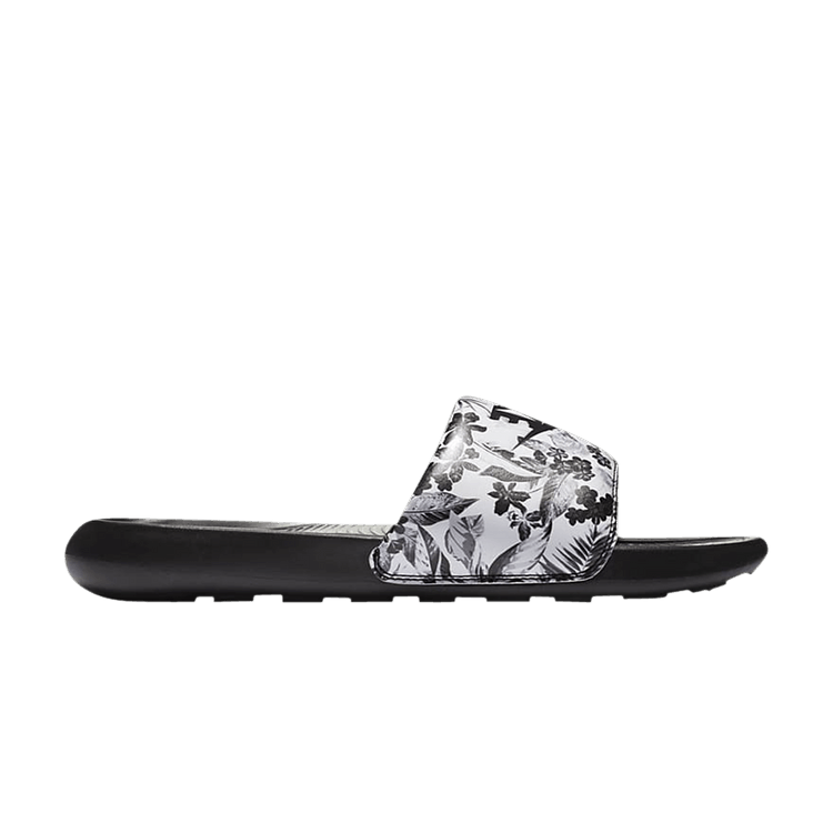 Nike Wmns Victori One Printed Slide 'Tropical Flower Print' — Black/White/Black