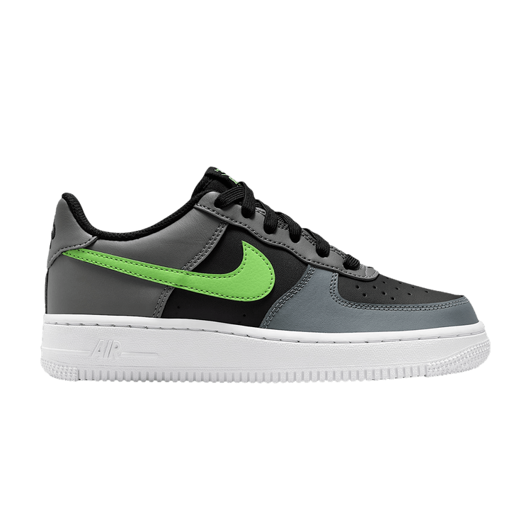 Nike Air Force 1 LV8 GS 'Black Smoke Grey' — Black/Smoke Grey/White/Lime Blast