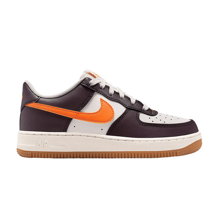 Nike Air Force 1 GS 'Summit White Burgundy Ash' — Summit White/Burgundy Ash/Gum Medium Brown/Total Orange
