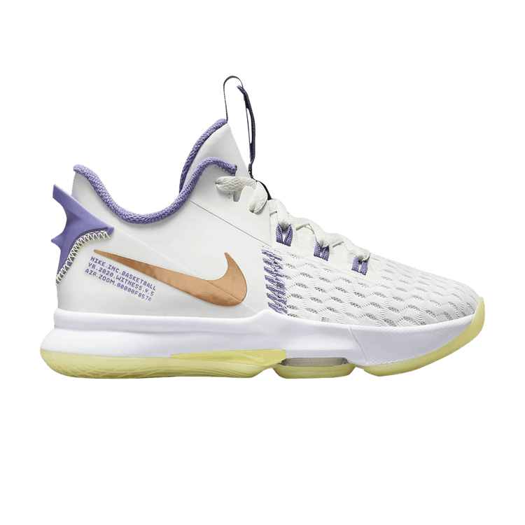 Nike LeBron Witness 5 GS 'White Light Zitron' — Summit White/White/Light Zitron/Metallic Bronze